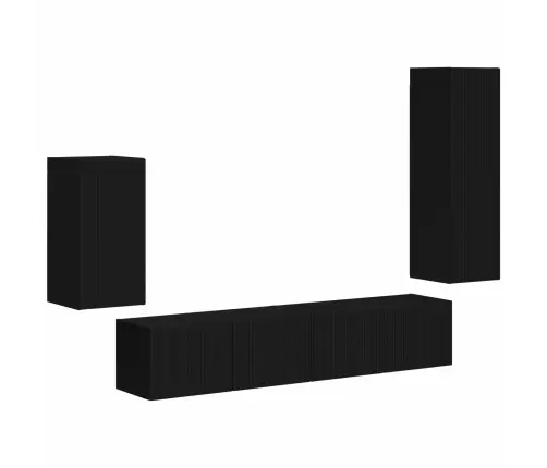 Tv Skapīšu Komplekts 3 Pcs Melna Inženierijas Koks Vidaxl