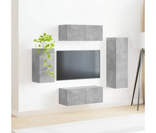 Tv Skapīšu Komplekts 3 Pcs Betona Pelēks Inženierijas Koks Vidaxl