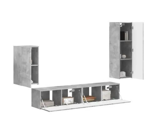 Tv Skapīšu Komplekts 3 Pcs Betona Pelēks Inženierijas Koks Vidaxl