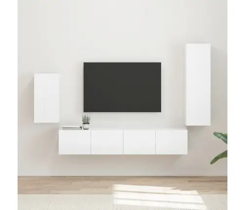 Tv Skapīšu Komplekts 3 Pcs Augsta Spīduma Baltā Krāsa Vidaxl