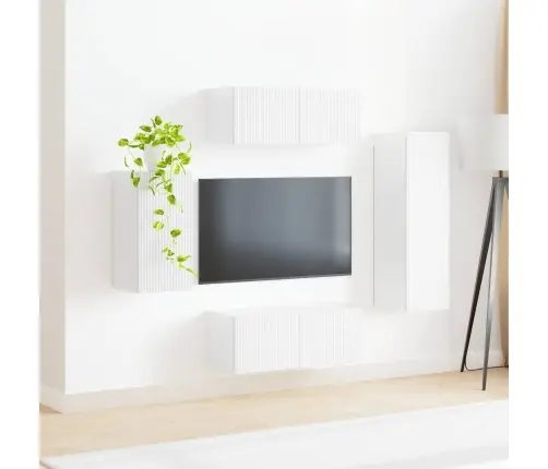 Tv Skapīšu Komplekts 3 Pcs Augsta Spīduma Baltā Krāsa Vidaxl