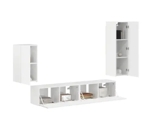 Tv Skapīšu Komplekts 3 Pcs Augsta Spīduma Baltā Krāsa Vidaxl