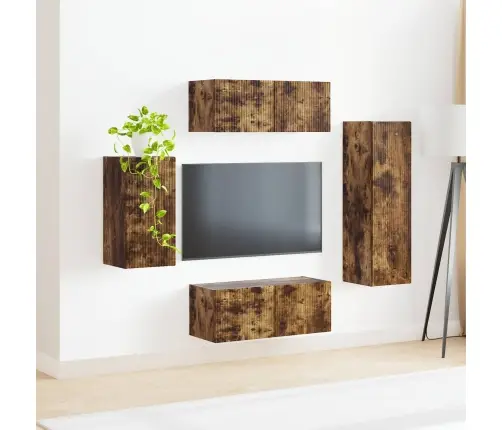 Telerikapi Komplekt 4 Pcs Suitsetatud Tamm Tehispuit