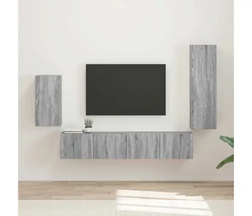 Tv Skapīšu Komplekts 3 Pcs Pelēks Sonoma Inženierijas Koks Vidaxl