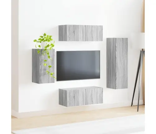 Tv Spintelių Komplektas 4 Pcs Pilkas Sonoma Apdirbta Mediena