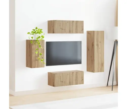 Tv Spintelių Komplektas 4 Pcs Amatininkų Ąžuolas