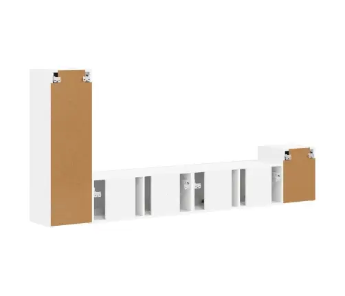 Tv Spintelių Komplektas 3 Pcs Balta Apdirbta Mediena