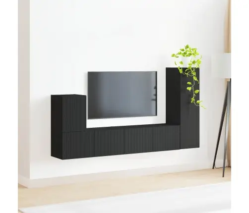 Telerikapi Komplekt Seinale Kinnitatav 3 Pcs Must Tehispuit