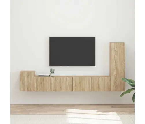 Tv Spintelių Komplektas 3 Pcs Sonoma Ąžuolas Apdirbta Mediena