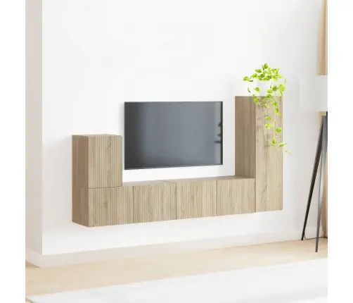 Tv Spintelių Komplektas 3 Pcs Sonoma Ąžuolas Apdirbta Mediena