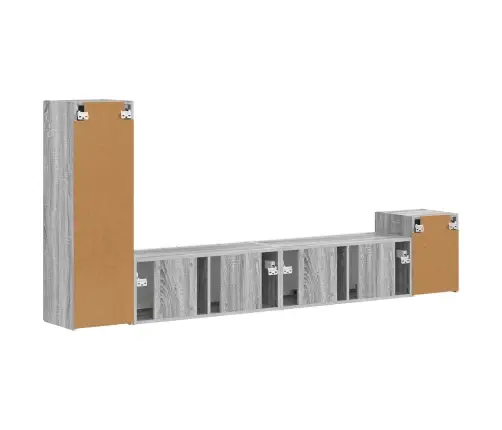 Tv Spintelių Komplektas 3 Pcs Pilkas Sonoma Apdirbta Mediena