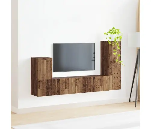 Tv Spintelių Komplektas 3 Pcs Senas Medis Apdirbta Mediena