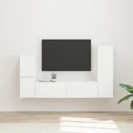 Tv Skapīšu Komplekts 4 Pcs Balts Inženierijas Koks Vidaxl