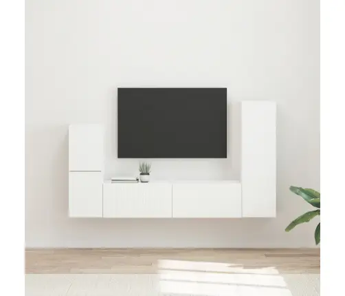 Tv Skapīšu Komplekts 4 Pcs Balts Inženierijas Koks Vidaxl