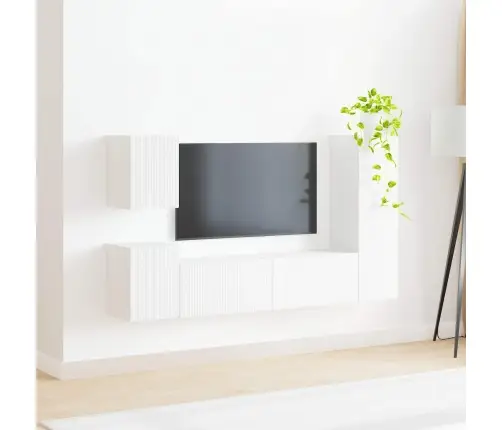 Tv Skapīšu Komplekts 4 Pcs Balts Inženierijas Koks Vidaxl