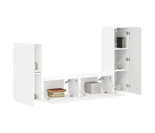 Tv Skapīšu Komplekts 4 Pcs Balts Inženierijas Koks Vidaxl