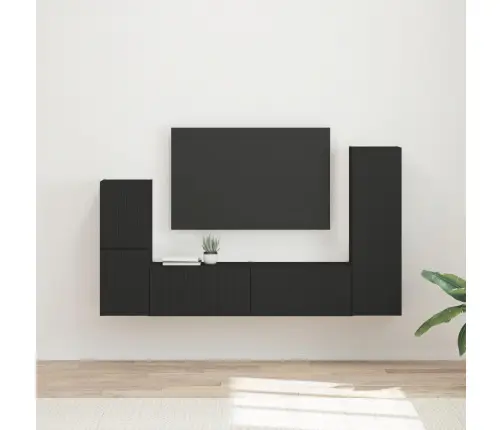 Telerikapi Komplekt Seinale Kinnitatav 4 Pcs Must Tehispuit