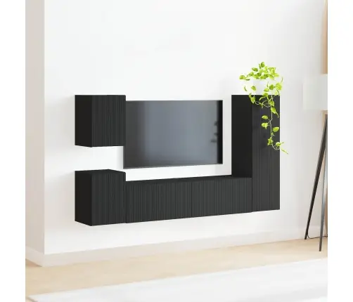 Telerikapi Komplekt Seinale Kinnitatav 4 Pcs Must Tehispuit