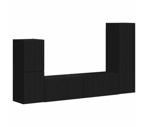 Telerikapi Komplekt Seinale Kinnitatav 4 Pcs Must Tehispuit