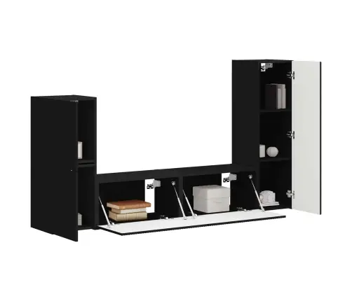 Telerikapi Komplekt Seinale Kinnitatav 4 Pcs Must Tehispuit