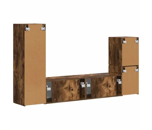 Tv Skapīšu Komplekts 4 Pcs Dūmaka Ozols Inženierijas Koks Vidaxl