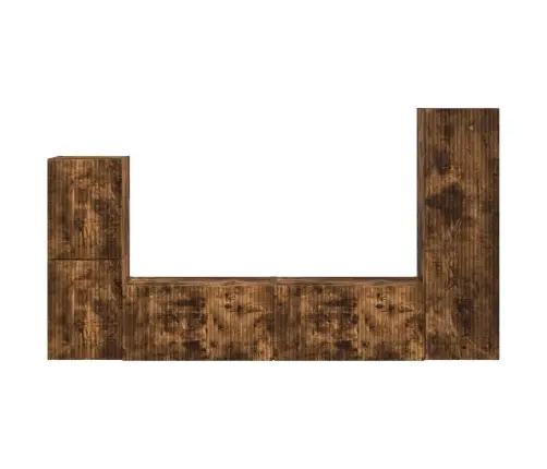 Tv Skapīšu Komplekts 4 Pcs Dūmaka Ozols Inženierijas Koks Vidaxl