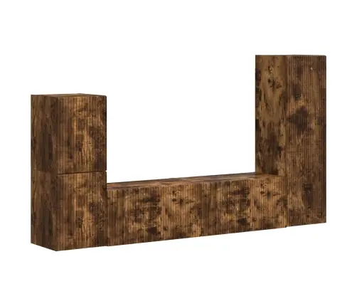 Tv Skapīšu Komplekts 4 Pcs Dūmaka Ozols Inženierijas Koks Vidaxl