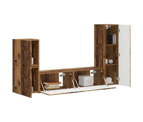 Tv Spintelių Komplektas 4 Pcs Senas Medis Apdirbta Mediena