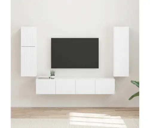 Telerikapi Komplekt Seinale Kinnitatav 4 Pcs Valge Tehispuit