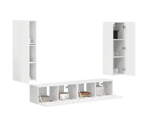 Telerikapi Komplekt Seinale Kinnitatav 4 Pcs Valge Tehispuit