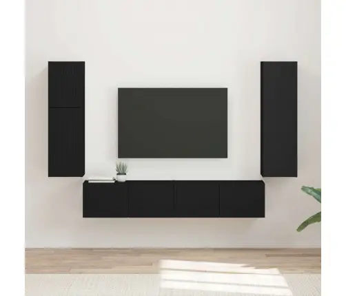 Telerikapi Komplekt Seinale Kinnitatav 4 Pcs Must Tehispuit