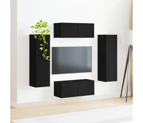 Telerikapi Komplekt Seinale Kinnitatav 4 Pcs Must Tehispuit