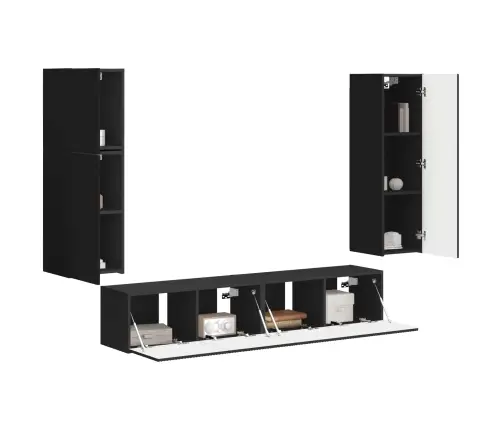 Telerikapi Komplekt Seinale Kinnitatav 4 Pcs Must Tehispuit