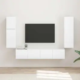 Tv Spintelių Komplektas 4 Pcs Aukštai Blizganti Balta