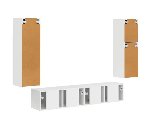 Tv Spintelių Komplektas 4 Pcs Aukštai Blizganti Balta