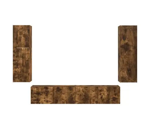 Tv Spintelių Komplektas 4 Pcs Rūkyta Ąžuolas Apdirbta Mediena