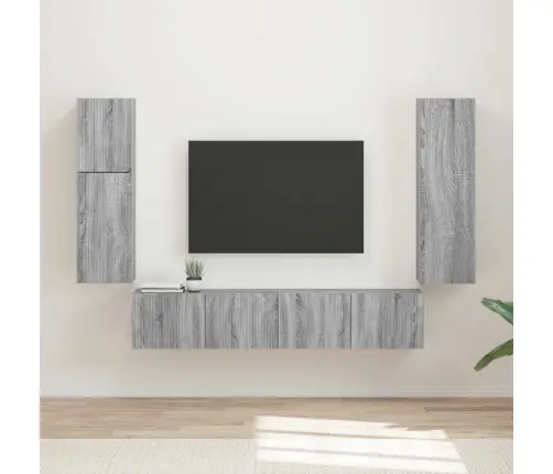 Tv Skapīšu Komplekts 4 Pcs Pelēks Sonoma Inženierijas Koks Vidaxl