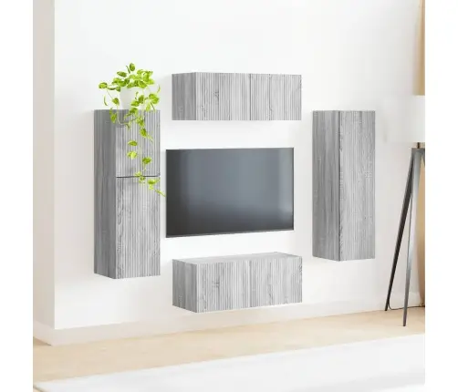 Tv Skapīšu Komplekts 4 Pcs Pelēks Sonoma Inženierijas Koks Vidaxl