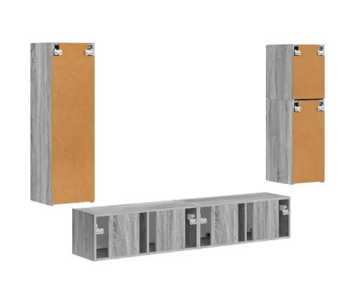 Tv Skapīšu Komplekts 4 Pcs Pelēks Sonoma Inženierijas Koks Vidaxl