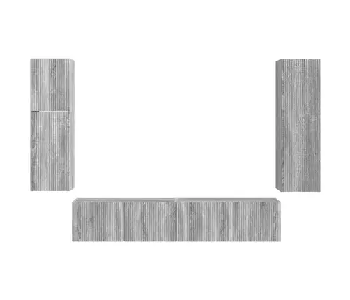 Tv Skapīšu Komplekts 4 Pcs Pelēks Sonoma Inženierijas Koks Vidaxl