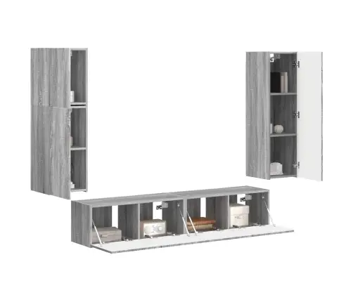 Tv Skapīšu Komplekts 4 Pcs Pelēks Sonoma Inženierijas Koks Vidaxl