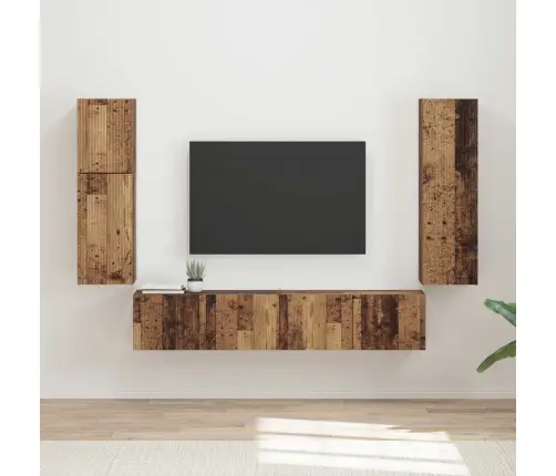 Tv Skapīšu Komplekts 4 Pcs Vecs Koks Inženierijas Koks Vidaxl