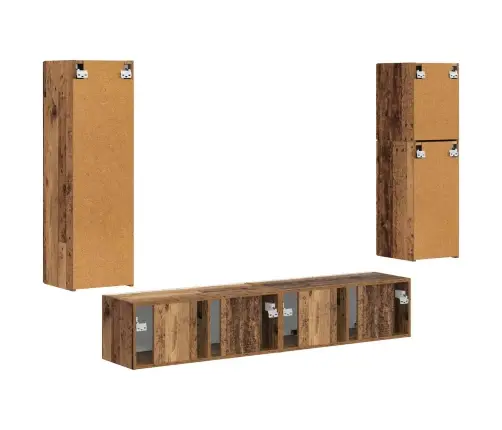 Tv Skapīšu Komplekts 4 Pcs Vecs Koks Inženierijas Koks Vidaxl