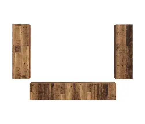 Tv Skapīšu Komplekts 4 Pcs Vecs Koks Inženierijas Koks Vidaxl