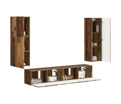 Tv Skapīšu Komplekts 4 Pcs Vecs Koks Inženierijas Koks Vidaxl