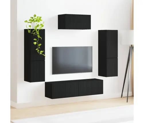 Telerikapi Komplekt Seinale Kinnitatav 4 Pcs Must Tehispuit