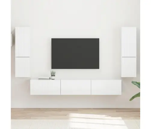 Telerikapi Komplekt 4 Pcs Kergelt Läikiv Valge Tehispuit