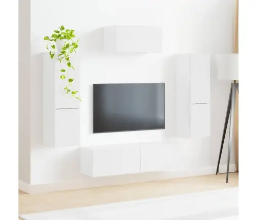 Telerikapi Komplekt 4 Pcs Kergelt Läikiv Valge Tehispuit