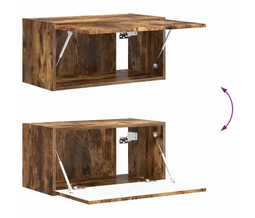 Tv Spintelių Komplektas 4 Pcs Rūkyta Ąžuolas Apdirbta Mediena