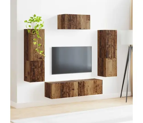 Tv Skapīšu Komplekts 4 Pcs Vecs Koks Inženierijas Koks Vidaxl